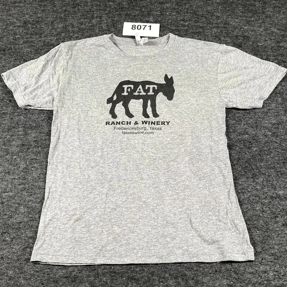 Next Level Apparel T Shirt Mens Small Gray Fat Ass Ranch & Winery Graphic Print